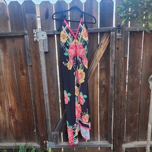 Flying Tomato  Black Floral Print Halter Neck Maxi Dress, Pre-loved, Sz. Large